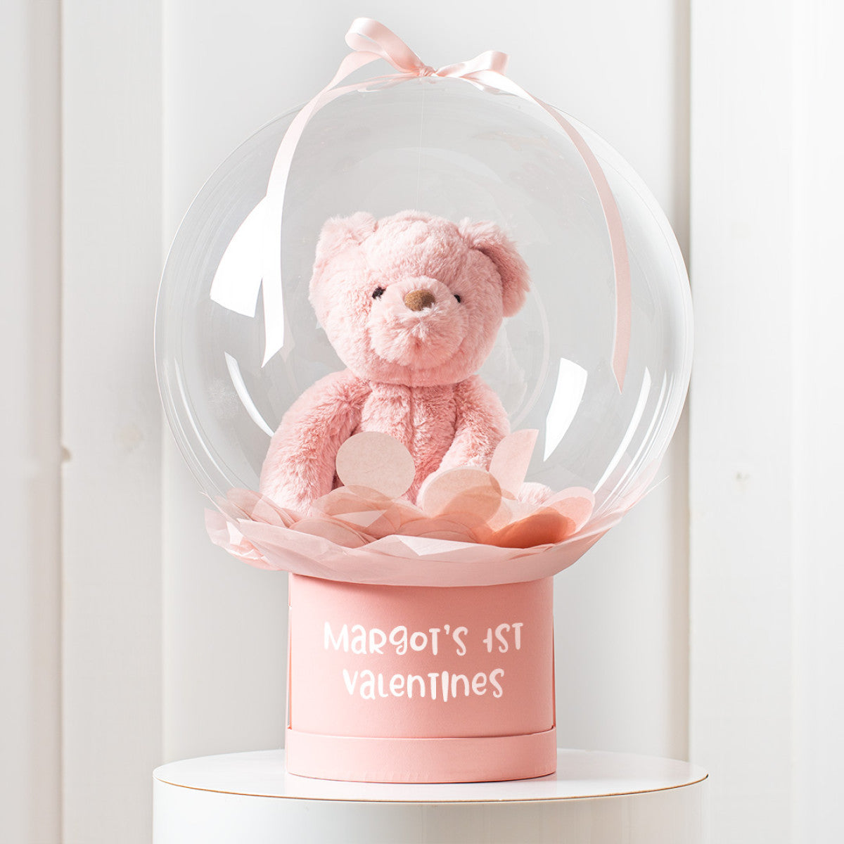 Cuddle in a Bubble – Personalized Baby Pink Bear Balloon Gift in Dubai
