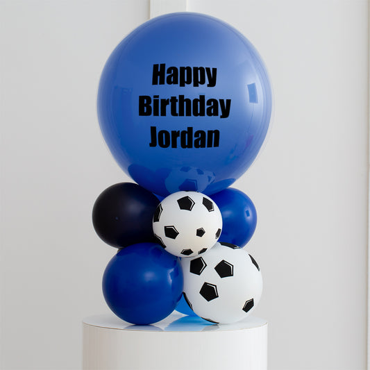 Personalized Blue Football Bubble Balloon Stack