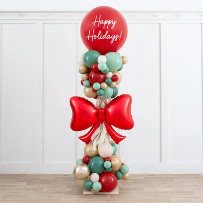 Personalised Classic Christmas Party Pillar – Elegant 2.5m Balloon Display in Dubai