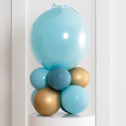 Coastal Mist Bubble Balloon Stack – Serene &amp; Stylish Party Decor