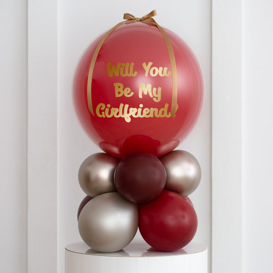 Personalized Deep Red Pearl Bubble Balloon Stack – Luxury Balloon Gift in Dubai