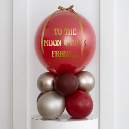 Personalized Deep Red Pearl Bubble Balloon Stack – Luxury Balloon Gift in Dubai