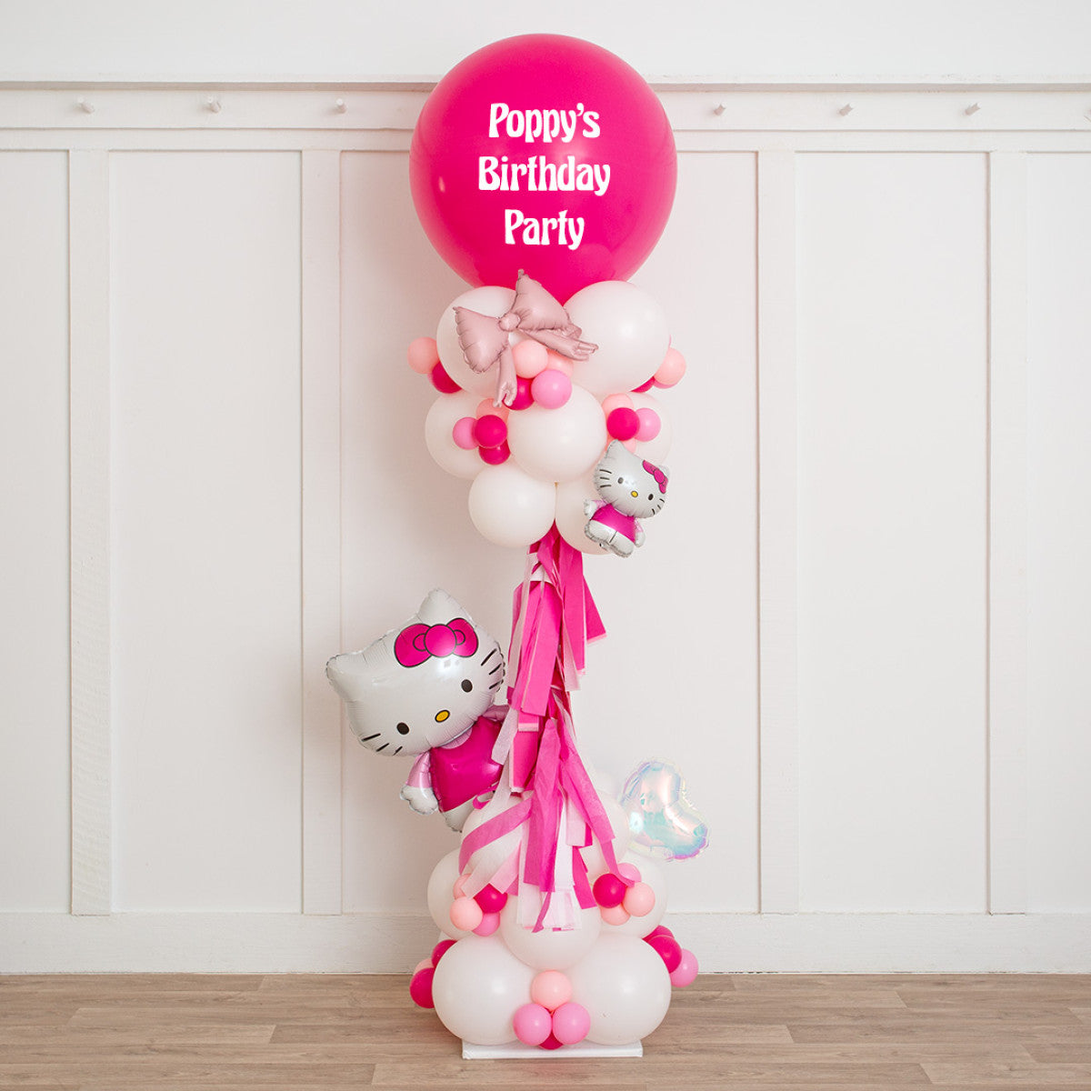 2.5m Personalized Hello Kitty Balloon Pillar – Freestanding Party Decor