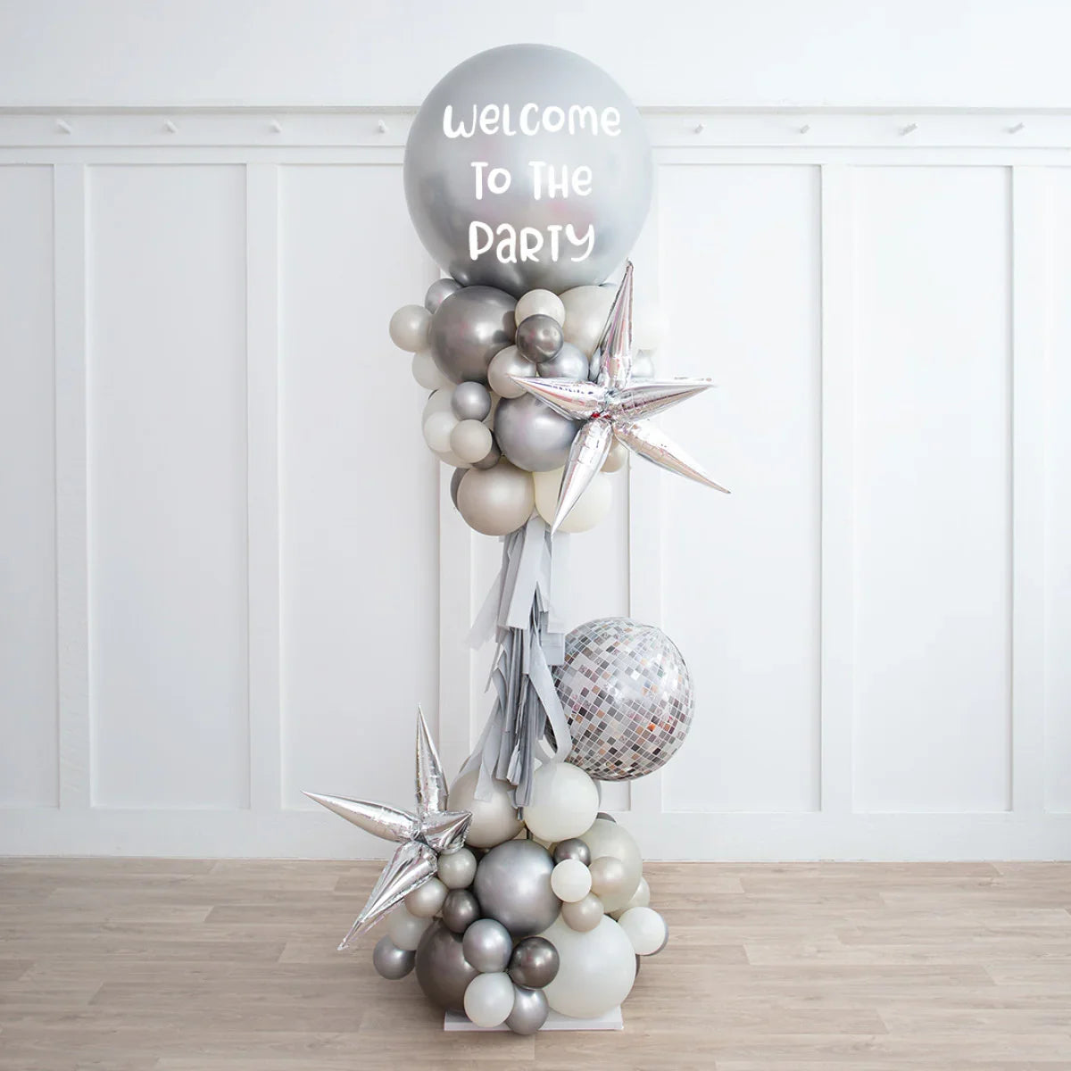 Personalised Ice Disco Party Pillar – Stunning 2.5m Custom Freestanding Balloon Display in Dubai