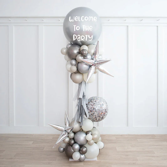 Personalised Ice Disco Party Pillar – Stunning 2.5m Custom Freestanding Balloon Display in Dubai