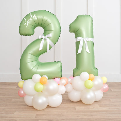 Personalized Olive Green Number Balloon Stack – Balloonshop Dubai