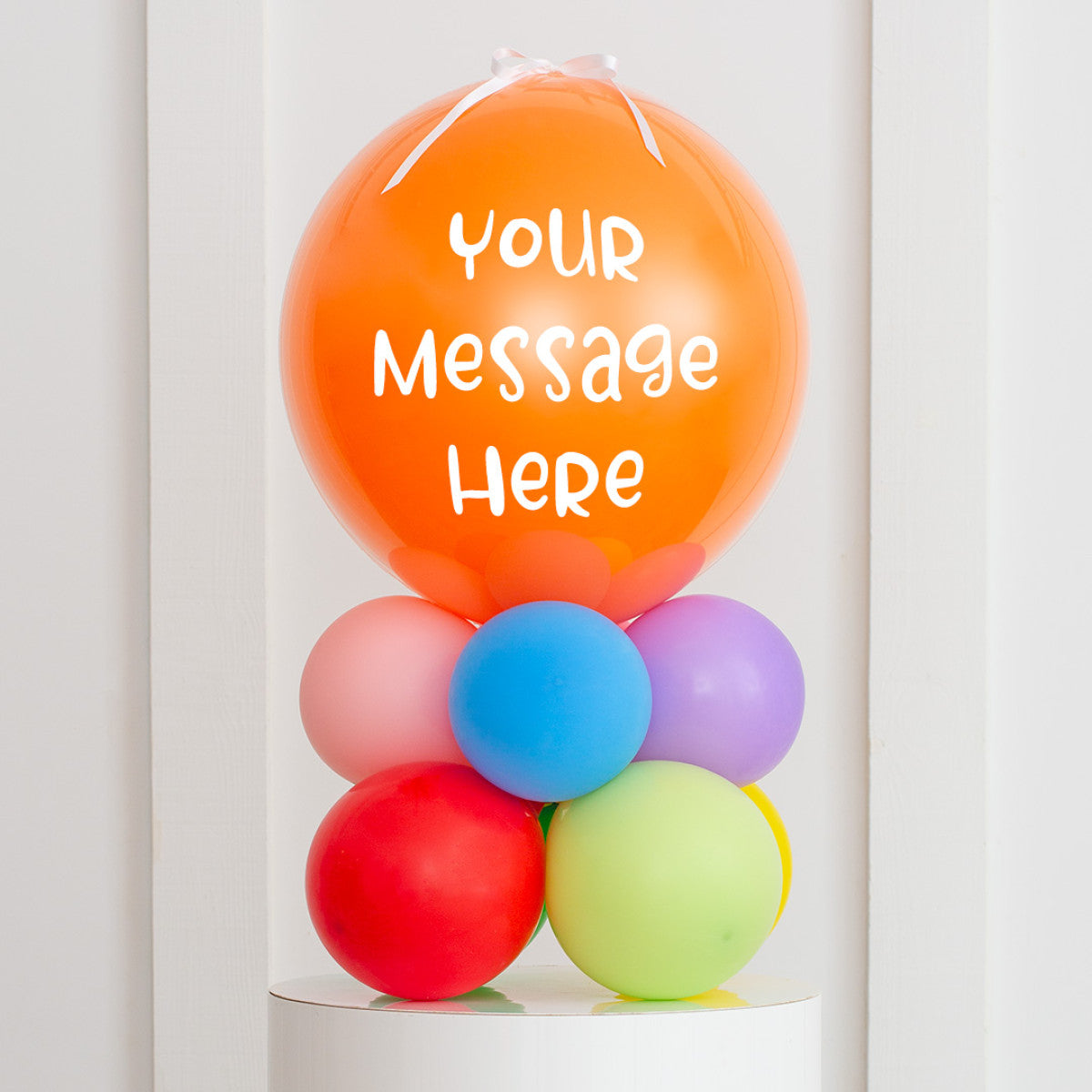 Personalised 20" Bubble Balloon on Rainbow Balloon Stack – Dubai Delivery