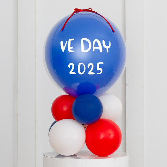 Red, White &amp; Blue Balloon Stack – Personalized Air-Inflated Bubble Balloon