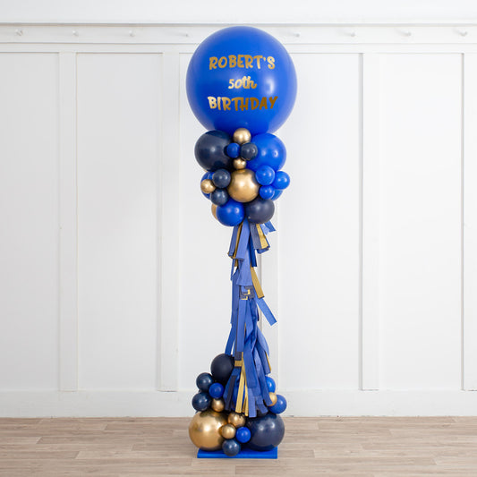 2.5m Personalized Sapphire Blue Balloon Pillar – Balloon Shop Dubai