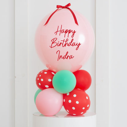 Strawberry Balloon Stack – Sweet &amp; Vibrant Custom Balloon Display