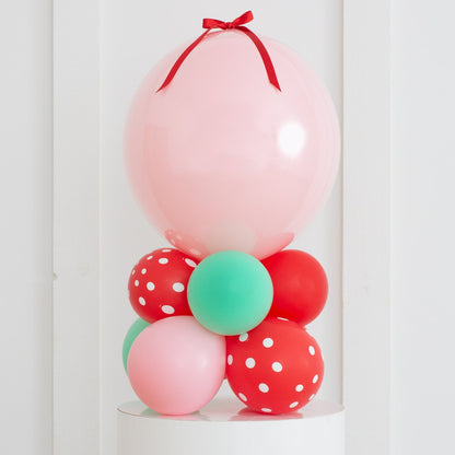 Strawberry Balloon Stack – Sweet &amp; Vibrant Custom Balloon Display