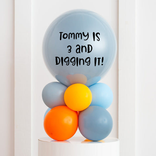 Trucks &amp; Diggers Balloon Stack – Personalized Bubble Balloon Display