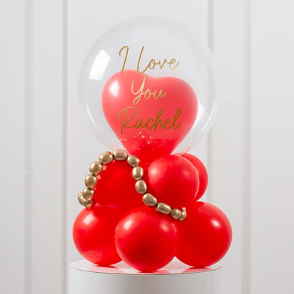 Romantic Red Heart Bubble Balloon Stack – Personalized Balloon Gift in Dubai