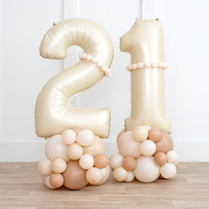 Personalized Cream Number Balloon Stack – Elegant &amp; Eco-Friendly
