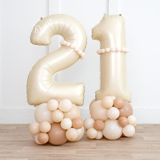 Personalized Cream Number Balloon Stack – Elegant &amp; Eco-Friendly