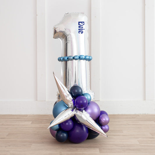 Personalized 26" Holographic Number Balloon on Science-Themed Latex Stack