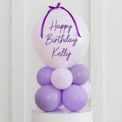 20" Bubble Balloon on Lavender Balloon Stack – Air-Inflated Display