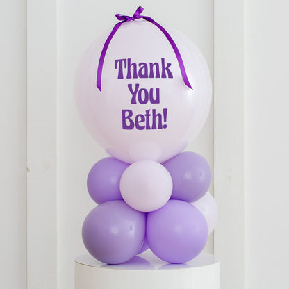 20" Bubble Balloon on Lavender Balloon Stack – Air-Inflated Display