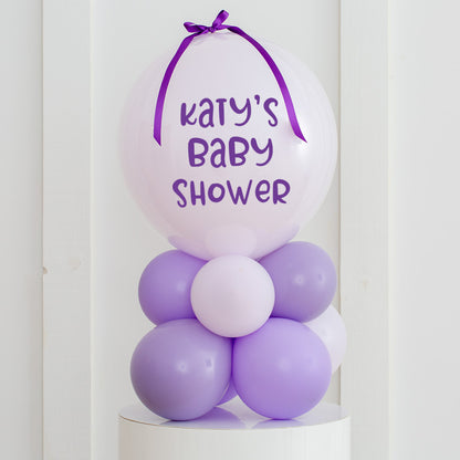 20" Bubble Balloon on Lavender Balloon Stack – Air-Inflated Display