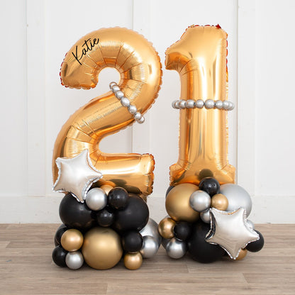 Personalized 26" Gold Foil Number Balloon Stack