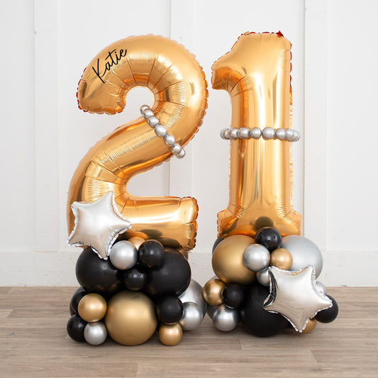 Personalized 26" Gold Foil Number Balloon Stack
