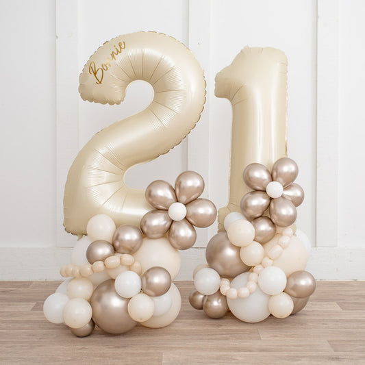 Personalized 26" Cream Foil Number Balloon Stack