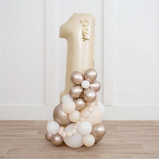 Personalized 26" Cream Foil Number Balloon Stack