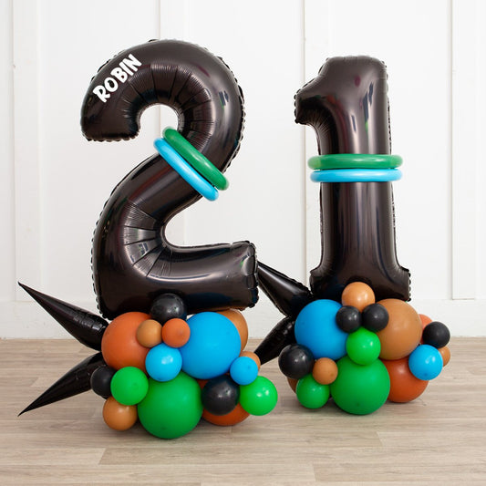 Minecraft-Themed Personalized Number Balloon Stack