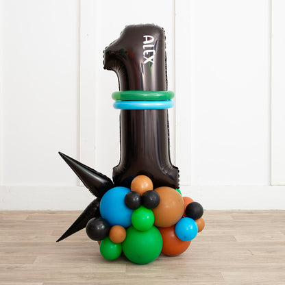 Minecraft-Themed Personalized Number Balloon Stack
