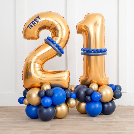 Personalized Gold Number Balloon Stack – Luxury Freestanding Décor