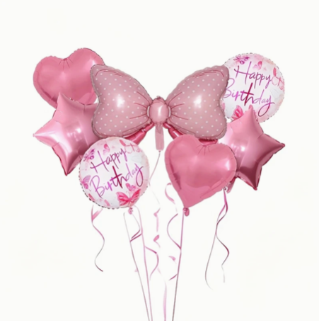 Pink Bow Themed Foil Balloon Set – Birthday Decorations in Dubai