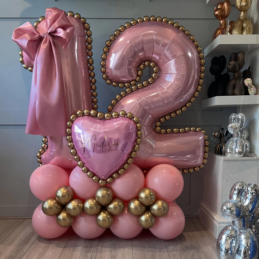 Pink Number Balloon Stand Set – Elegant Event Balloons in Dubai