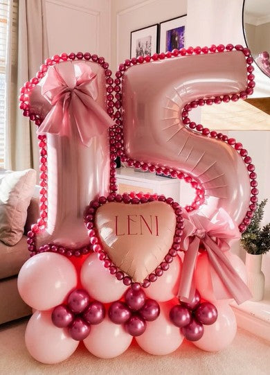 Pink Number Balloon Stack – Elegant &amp; Festive Party Décor in Dubai