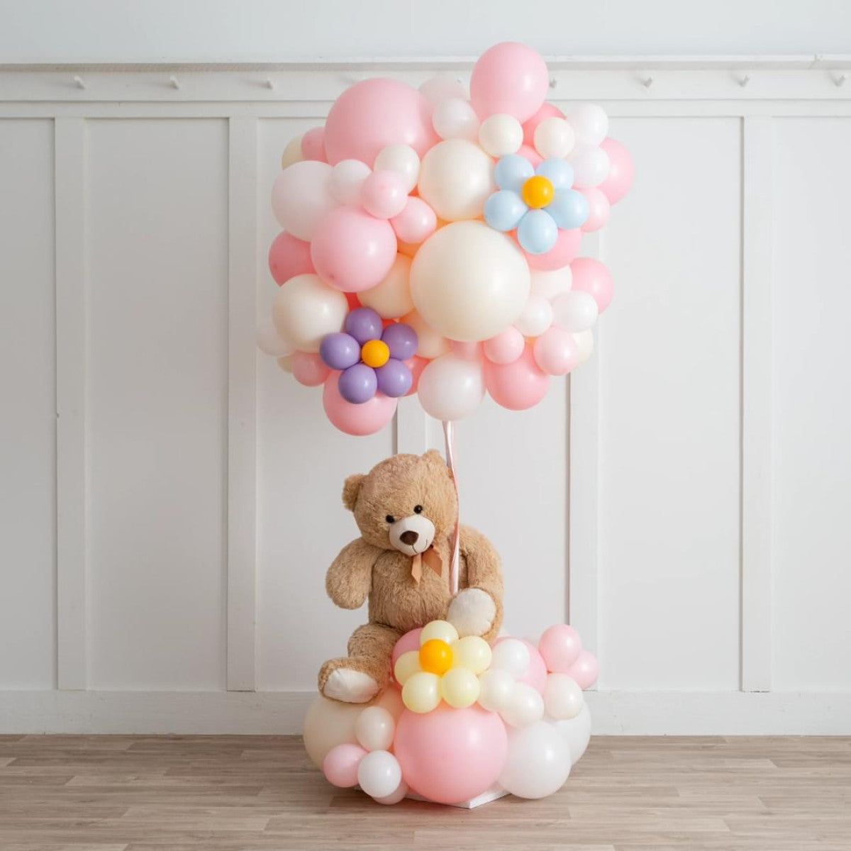 Personalized Pink Pastel Daisy  Hot Air Balloon