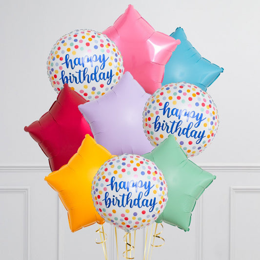 Colorful Confetti Birthday Balloon Bunch – Perfect for Every Celebration