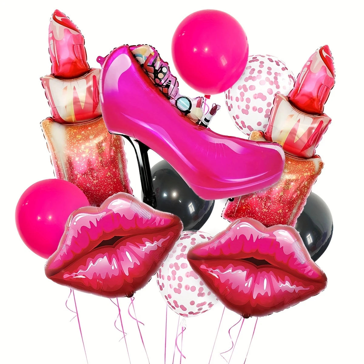 Red Lips, Lipstick &amp; High Heel Balloons – Bold &amp; Flirty Party Decor