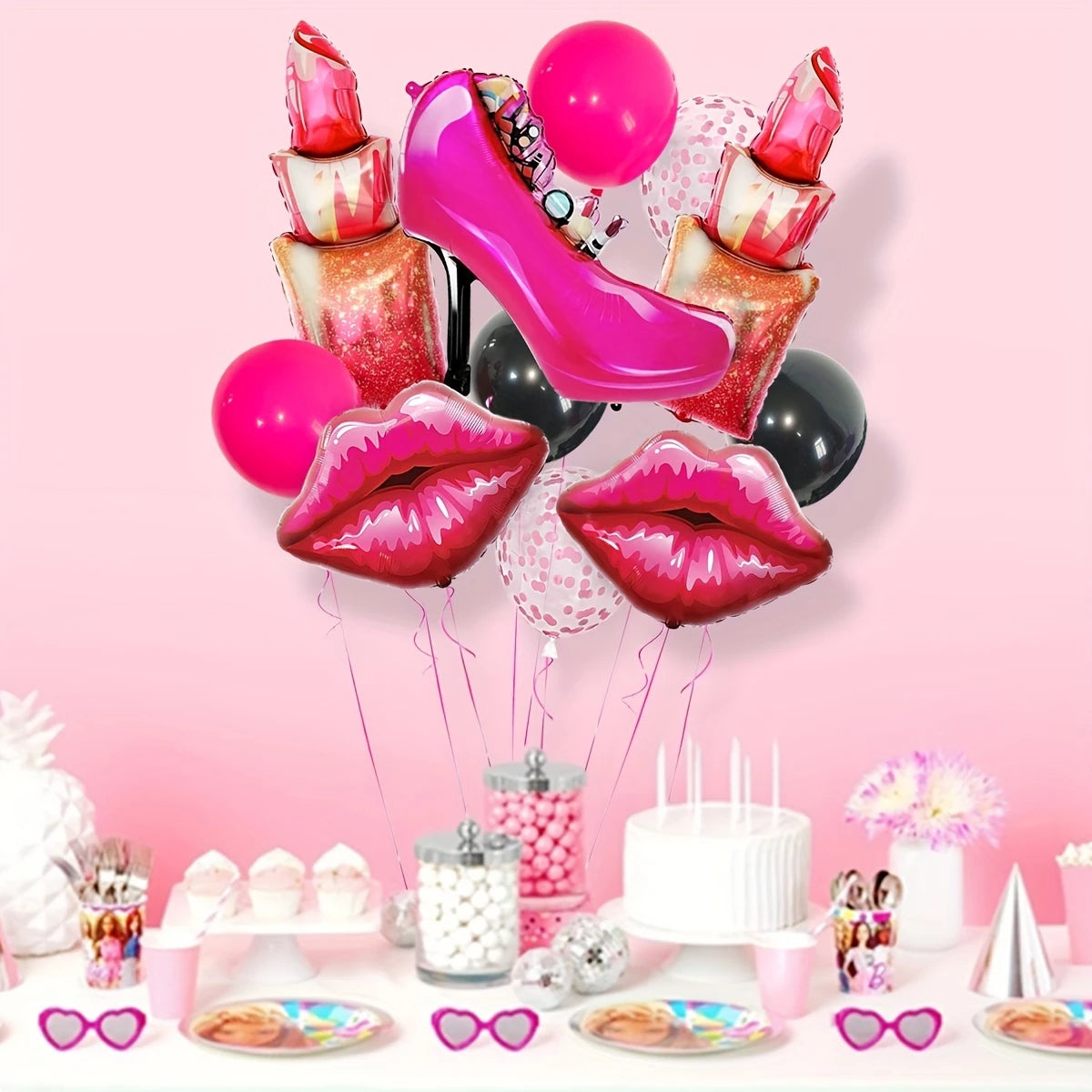 Red Lips, Lipstick &amp; High Heel Balloons – Bold &amp; Flirty Party Decor