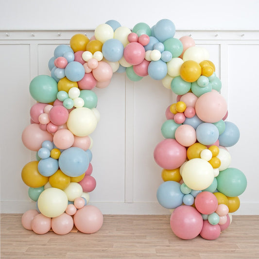 Retro Pastel Bloom Balloon Arch - Dubai Delivery