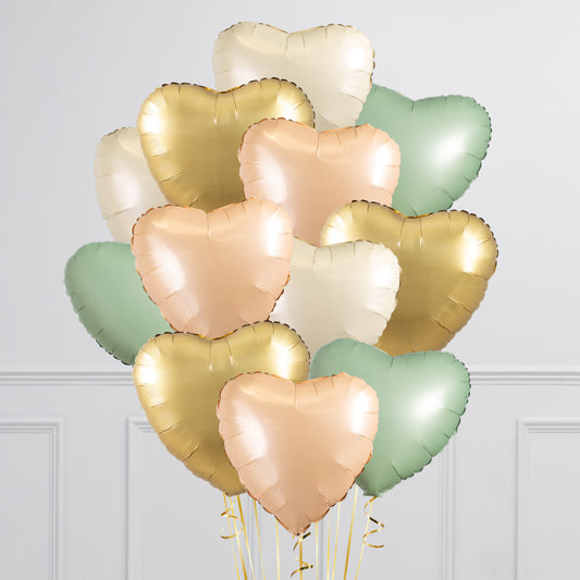 Sage Green &amp; Blush Heart Balloons - The Perfect Gift or Party Decoration
