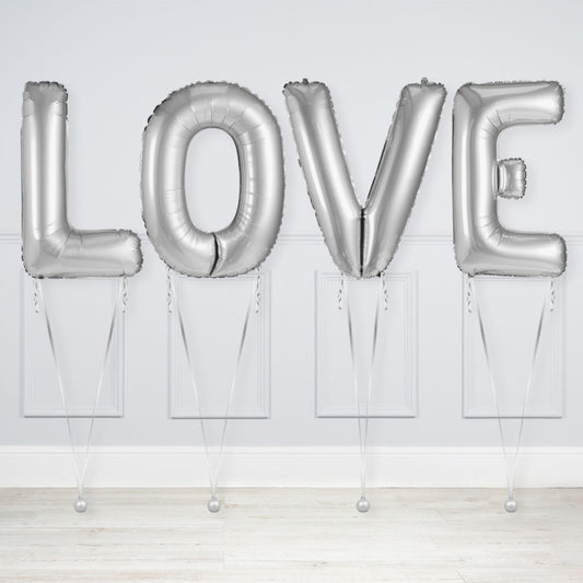 Helium-Filled Silver LOVE Balloon Package – Romantic &amp; Ready to Celebrate