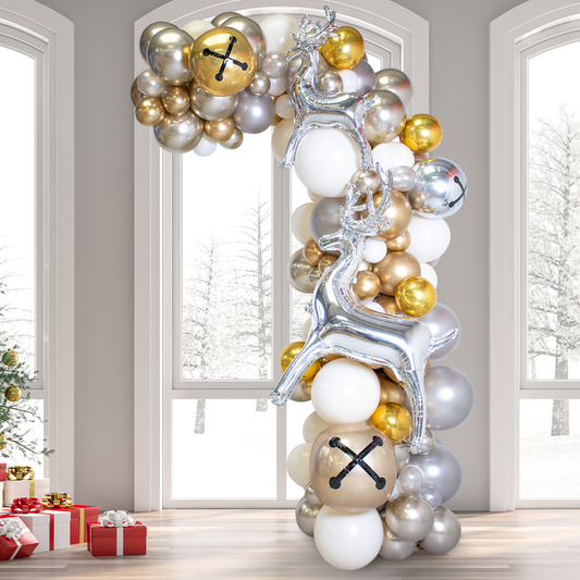 Sleigh Bells Christmas Balloon Arch – 2m Freestanding Asymmetric Display