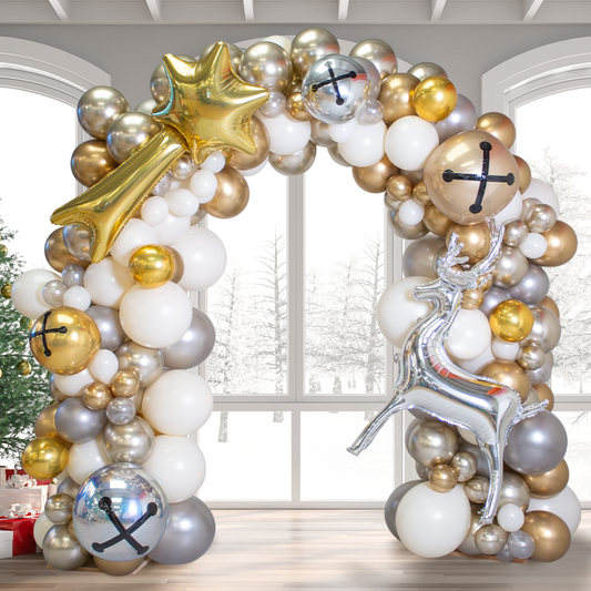 Sleigh Bells Christmas Balloon Arch – 2m Freestanding Festive Showpiece