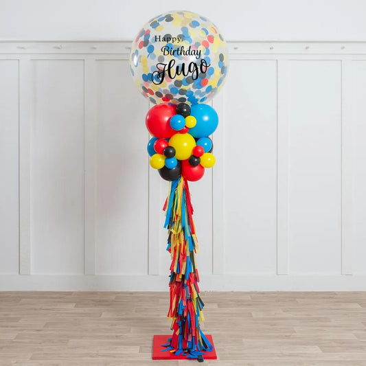 Personalised Superhero Confetti Balloon Pillar – 2.5m Party Showstopper