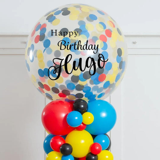 Personalised Superhero Confetti Balloon Pillar – 2.5m Party Showstopper