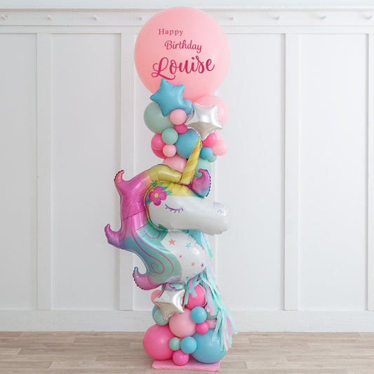 Magical 2.5m Personalized Unicorn Balloon Party Pillar – Dubai Delivery
