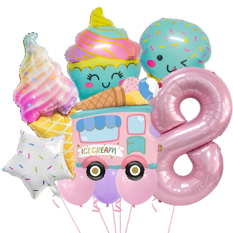 Winter Ice Cream Themed Balloon Set – Colorful &amp; Whimsical Party Decor in Dubai