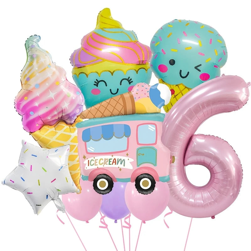 Winter Ice Cream Themed Balloon Set – Colorful &amp; Whimsical Party Decor in Dubai