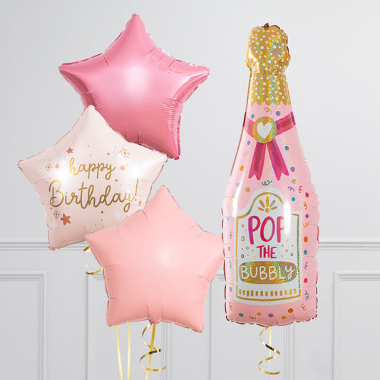 Bubbly Birthday Champagne Balloon Package - Helium Inflated Balloons