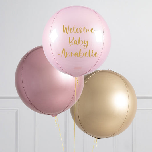 Rose Pink Inflated Orb Balloon Trio