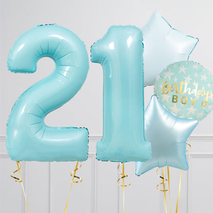 Baby Blue Birthday Number Balloon Packages – Helium-Filled